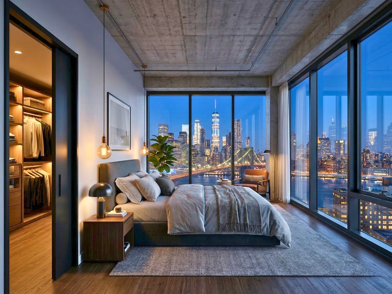 Godrej Brooklyn luxury master bedroom suite with walk-in closet